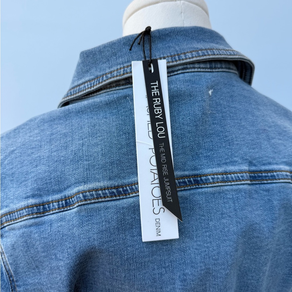 Mashed Potatoes Ruby Lou Denim Jumpsuit Blue Mid Rise Women’s Medium NWT - Picture 9 of 16
